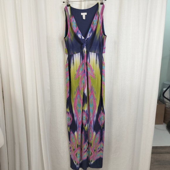 Chico's Dresses & Skirts - 2/$30 Chicos Babydoll Empire Abstract  Sleeveless Maxi Sundress Size 1 Y2K‎